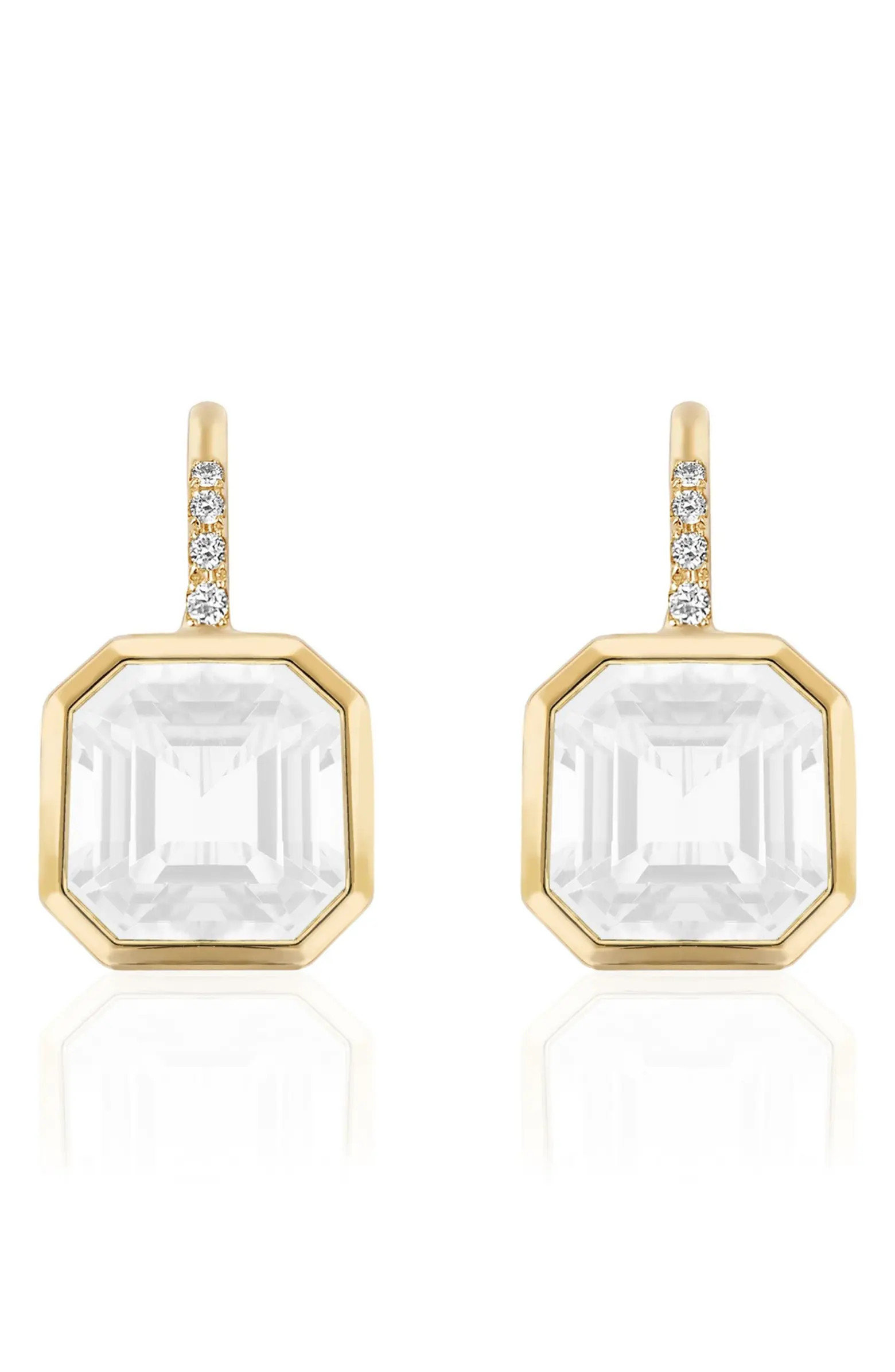 GOSHWARA Gossip Asscher-Cut Semiprecious Stone & Diamond Drop Earrings | Nordstrom | Nordstrom