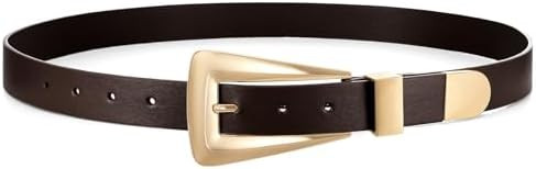 Women's Leather Belts for Jeans Pants Fashion Leather Waist Belt Ladies Dress Belts with Gold/Sil... | Amazon (US)