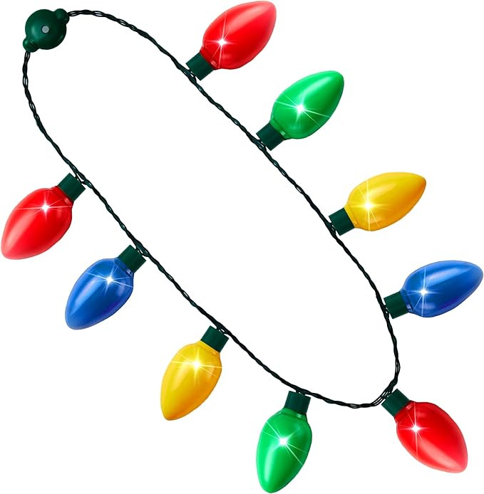 JOYIN 1 Pack Christmas LED Light Up Bulb Necklaces 9 Bulbs LED Necklaces Holiday Necklace Costume... | Amazon (US)