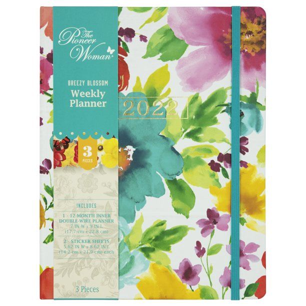 The Pioneer Woman Breezy Blossom 3-Piece 2022 Weekly Planner - Walmart.com | Walmart (US)