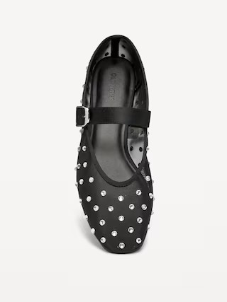 Mesh Embellished Mary Jane Ballet Flat for Women | Old Navy (US)