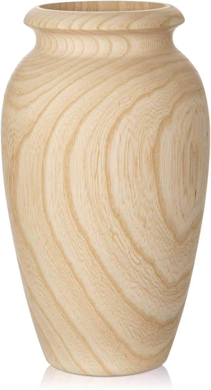 10" Tall Handmade Wooden Flower Vase, Large Wood Vase Decoration for Flower Arrangement Home Deco... | Amazon (US)