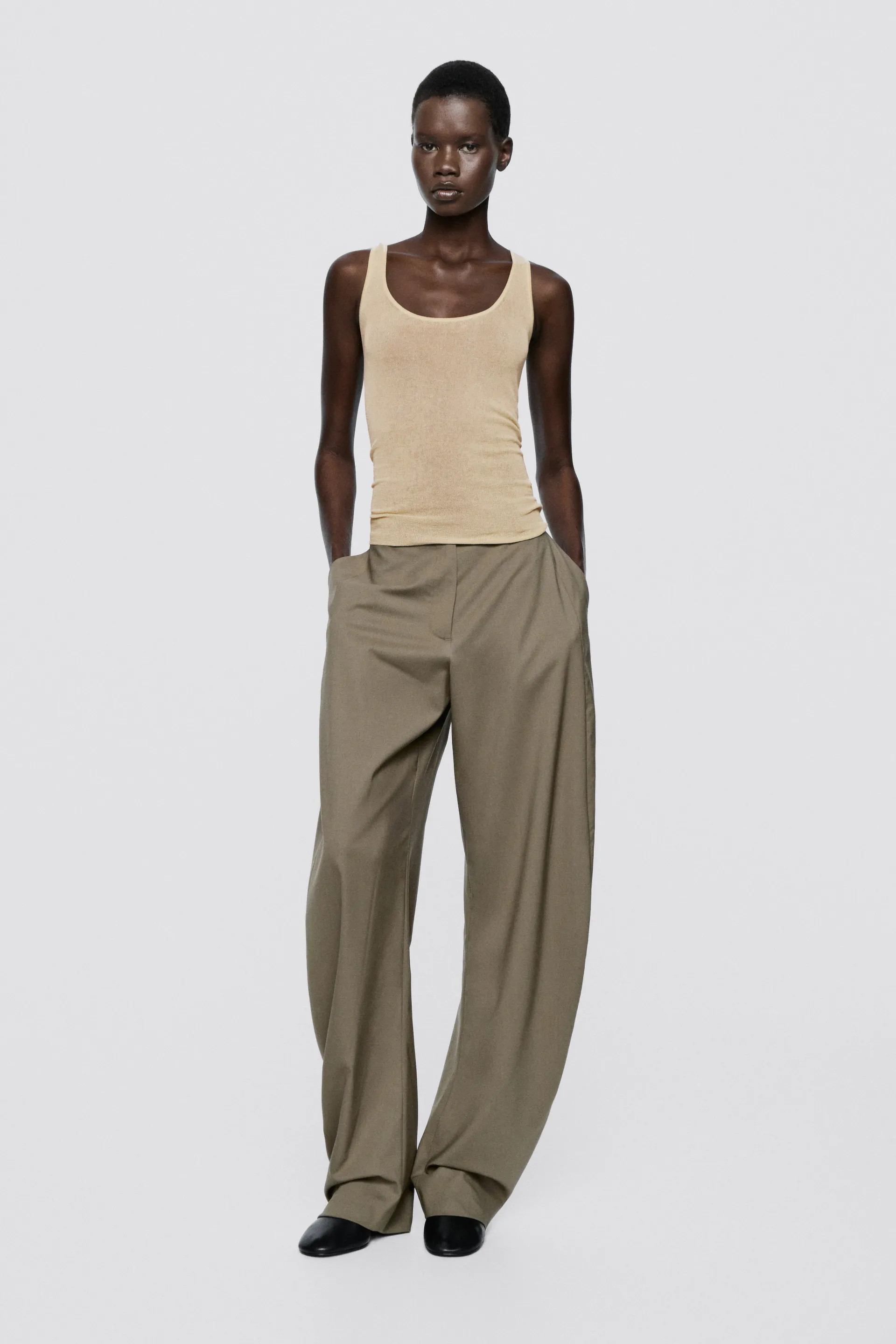 Wide-leg side seam pants - LIMITED EDITION - MOLE BROWN | Massimo Dutti US