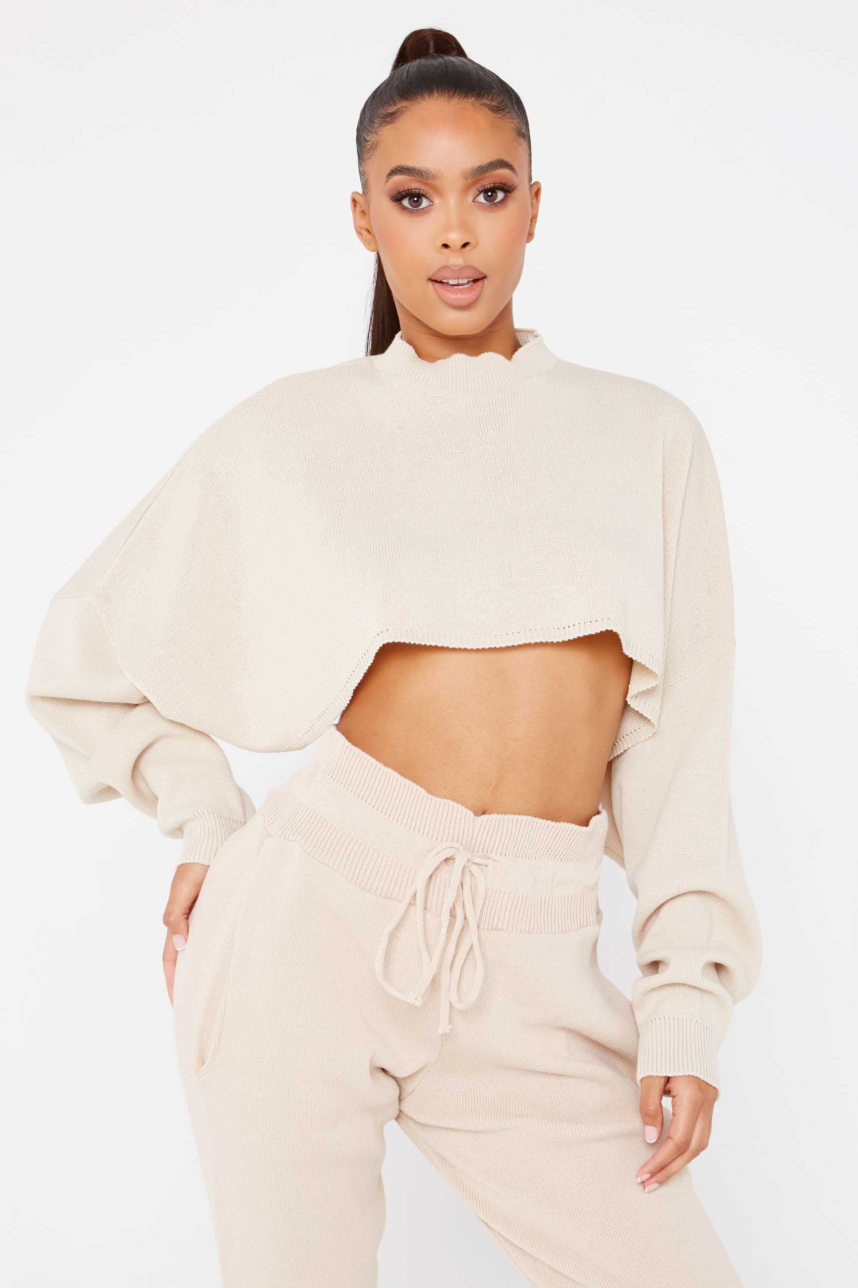 Beige Cropped Batwing Jumper | Luxe to Kill