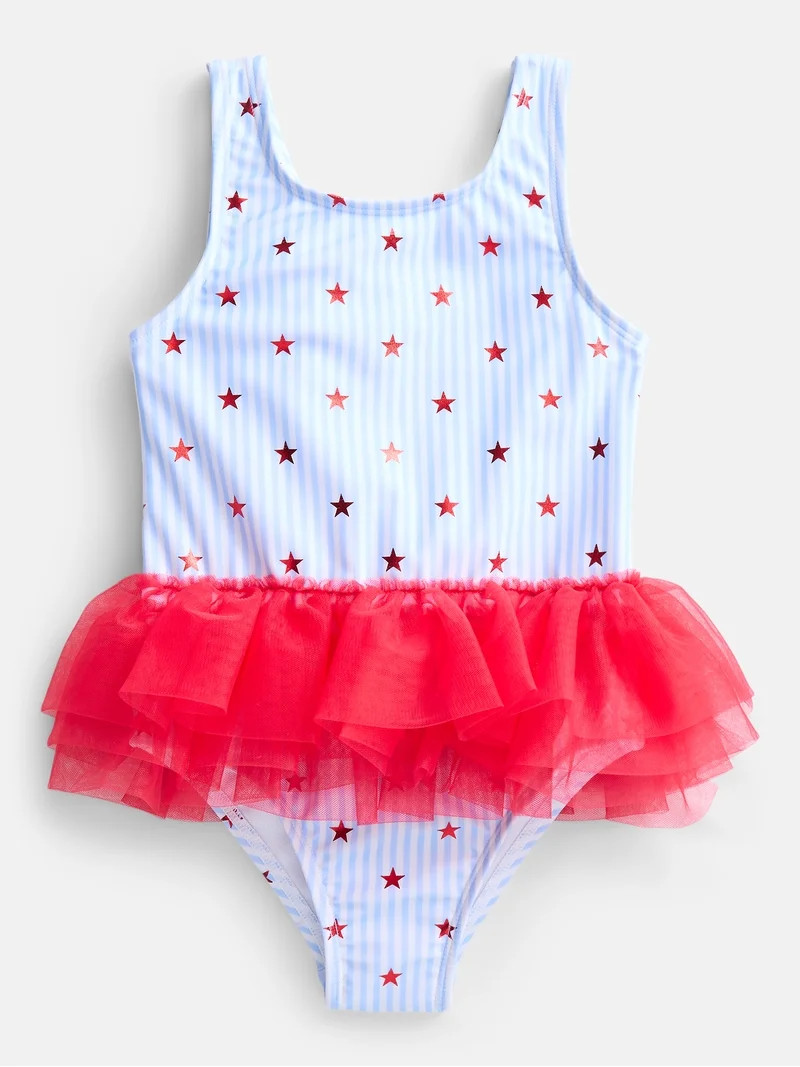 Wonder Nation Toddler Girls Tutu Swimsuit, 1-Piece, Sizes 12M-5T | Walmart (US)