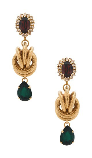 Omega Clasp With Square Pendant Earrings in Burgundy, Green, & Gold | Revolve Clothing (Global)