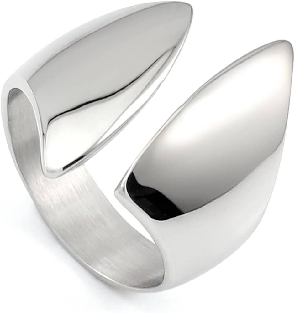 COUYA Punk Stainless Steel Silver Open Cuff Ring Midi Band Knuckle Rings Finger Statement Rings f... | Amazon (US)