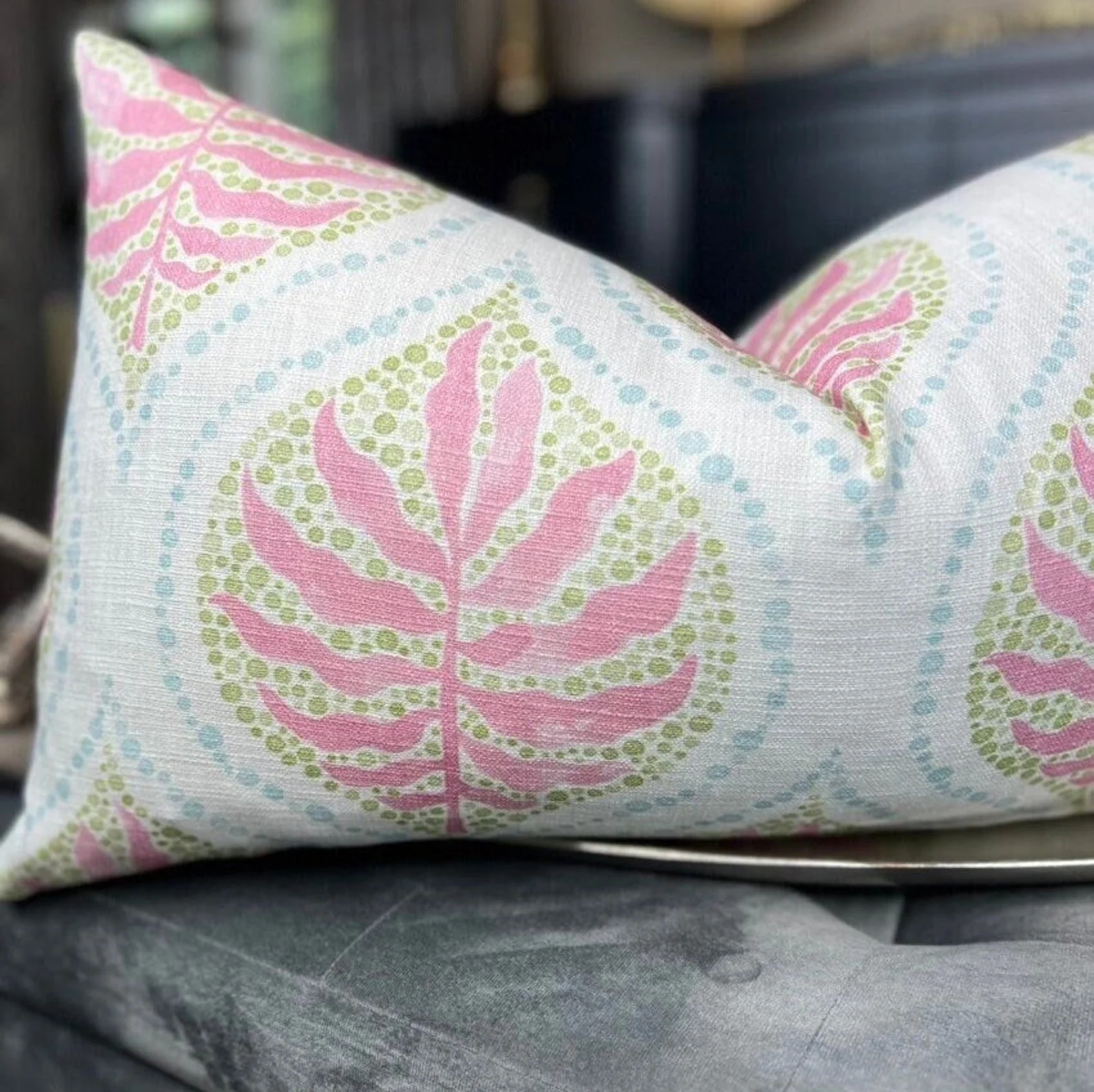 Botanical Pink and Green Floral Throw Pillow Cover, Pink Lumbar Pillow, Home Decor, Home Living -... | Etsy (US)