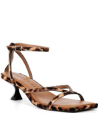 Andi Leopard Haircalf Strappy Kitten Heel Sandals | Dillard's