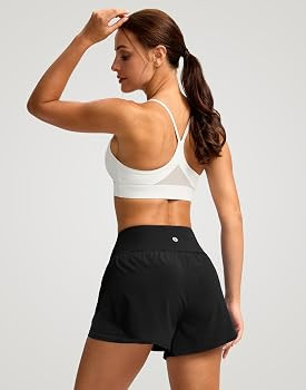 SANTINY Women's 2 in 1 Running Shorts with Pockets 3" High Waisted Exercise Workout Athletic Shor... | Amazon (US)