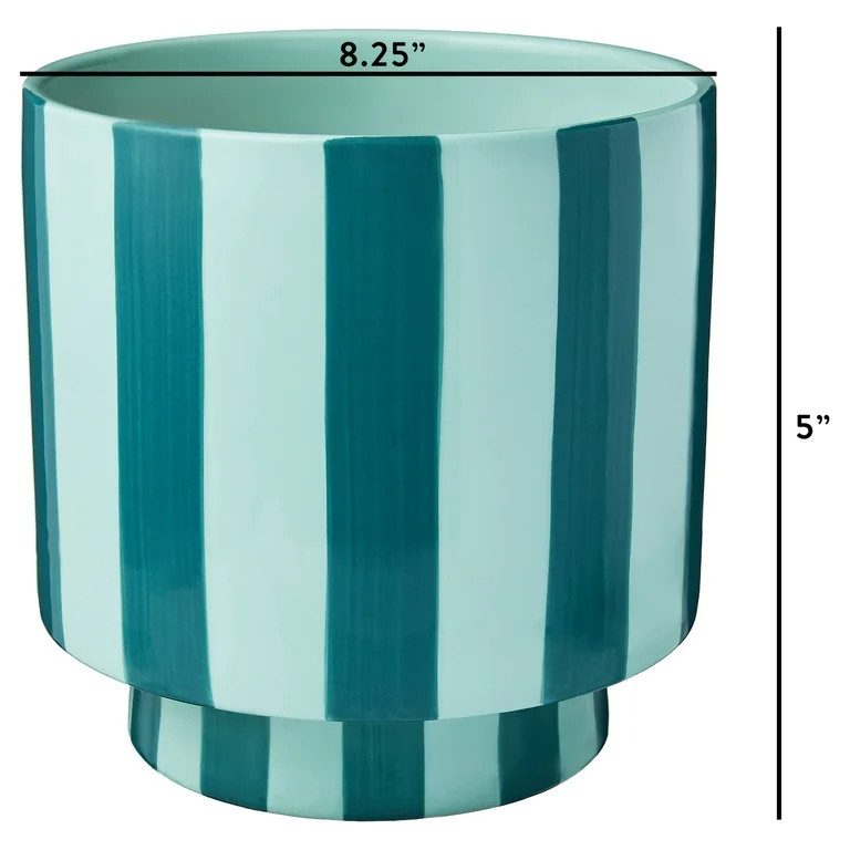 Mainstays Lauren 8.25 inch Round Teal and Aqua Ceramic Planter with Drainage | Walmart (US)
