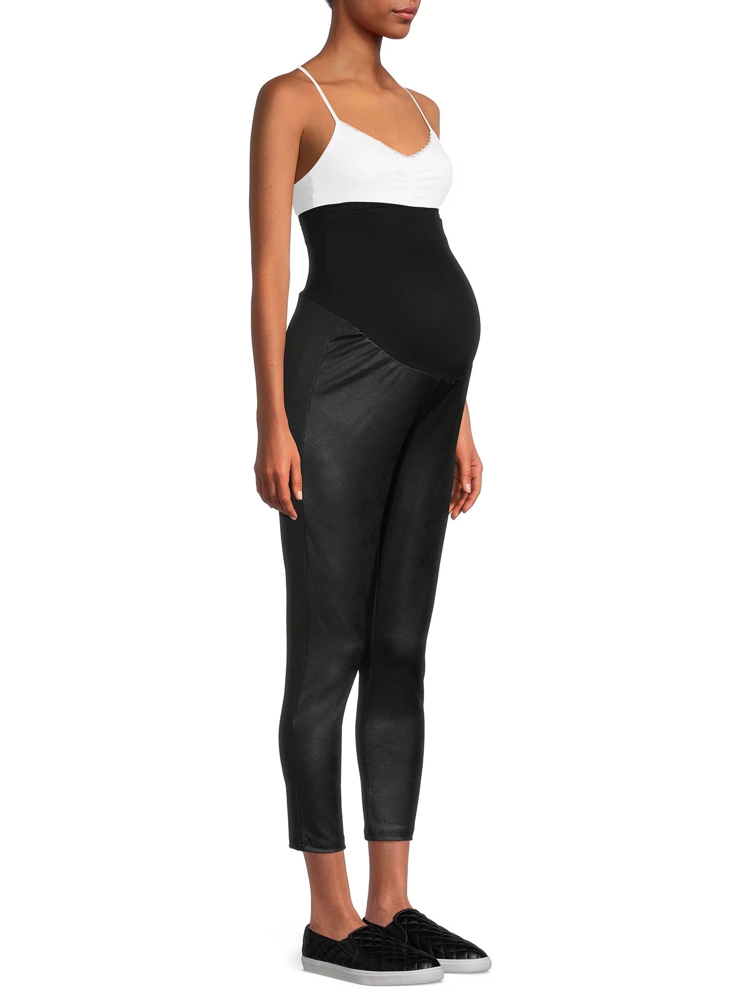 Time And Tru Women's Faux Leather Maternity Leggings | Walmart (US)