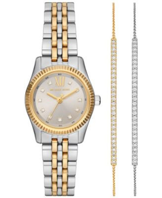 Women's Lexington Three-Hand Two-Tone Stainless Steel Watch and Bracelets Gift Set 26mm | Macy's