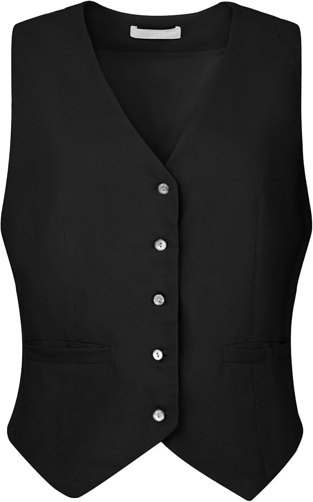 Women's Linen Vest Sleeveless Button Down V Neck Formal Business Waistcoat | Amazon (US)