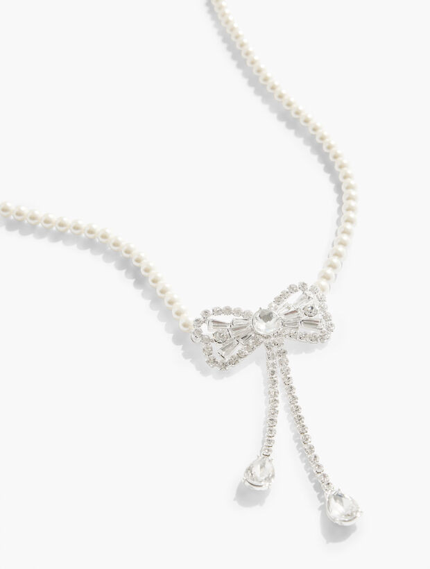 Crystal Bow Pearl Necklace | Talbots