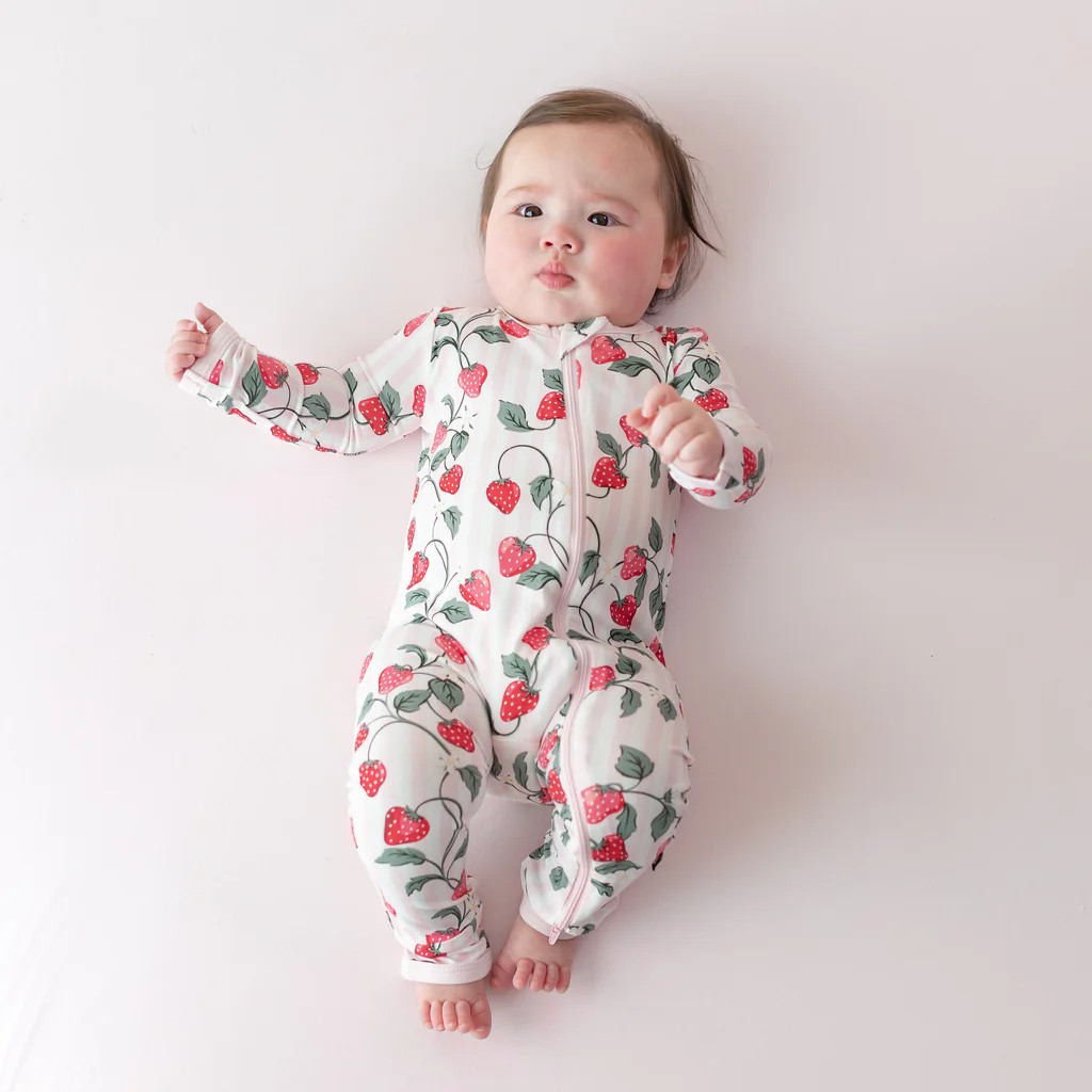 Zippered Romper in Strawberry Fields | Kyte Baby