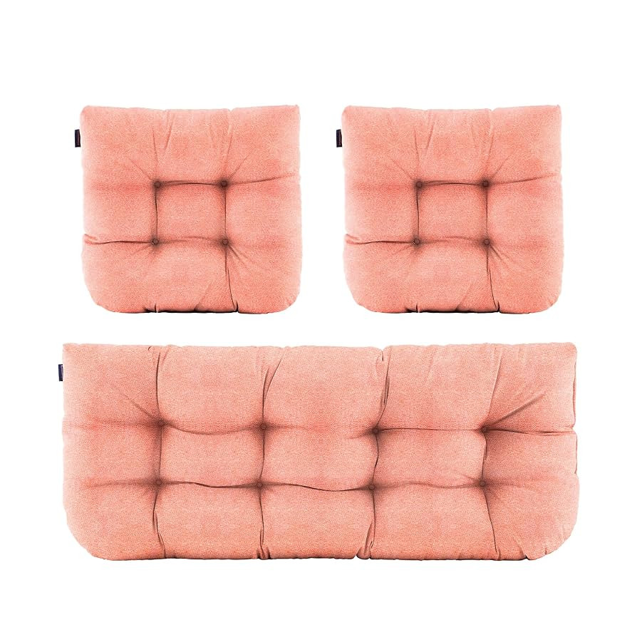 BLISSWALK Outdoor Chair Cushions,3 Pieces Wicker Cushion Set Set,44"x19"x5",Tufted Loveseat Outdo... | Amazon (US)