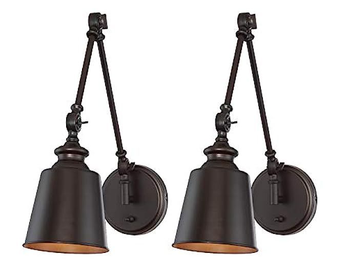 Trade Winds Lighting TW90033ORB Set of 2 Transitional 1-Light Swing Arm Wall Lamp, 100 Watts, in Oil | Amazon (US)