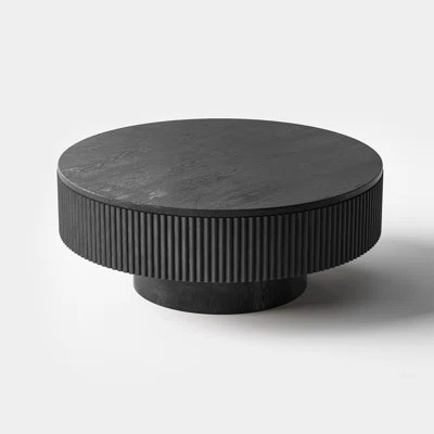 Chibuzor Pedestal Round Coffee Table, Handcrafted Solid Wood Fluted Design | Wayfair North America