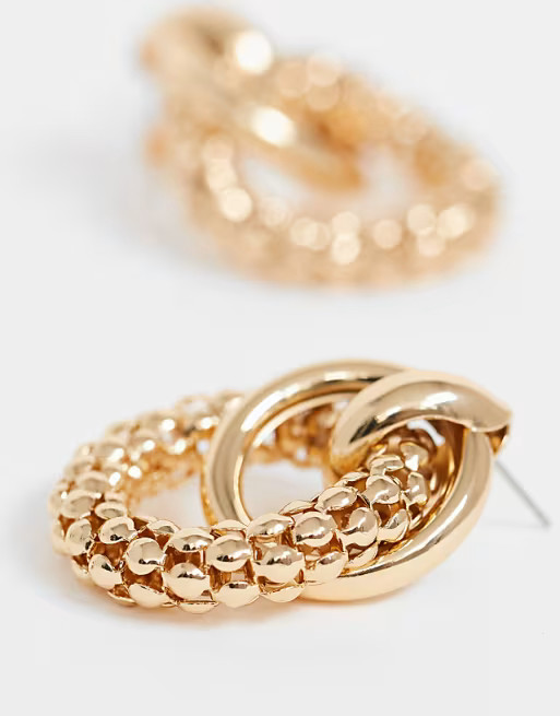 ASOS DESIGN earrings with textured link design in gold tone | ASOS (Global)