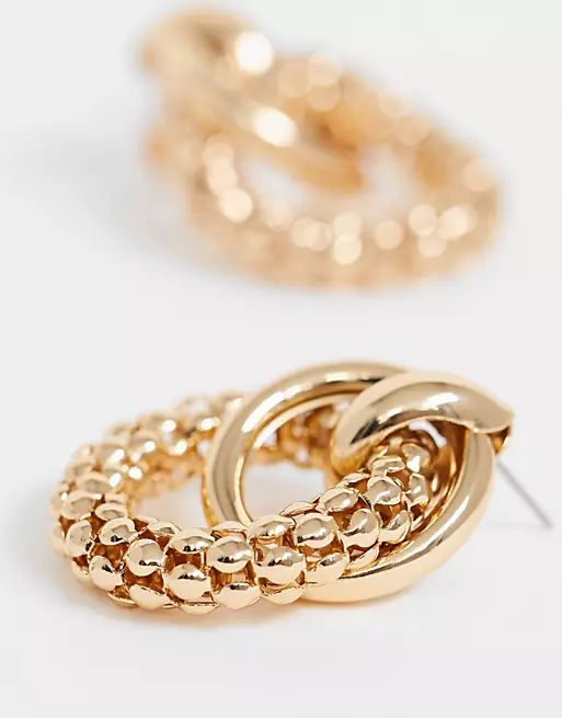 ASOS DESIGN earrings with textured link design in gold tone | ASOS (Global)
