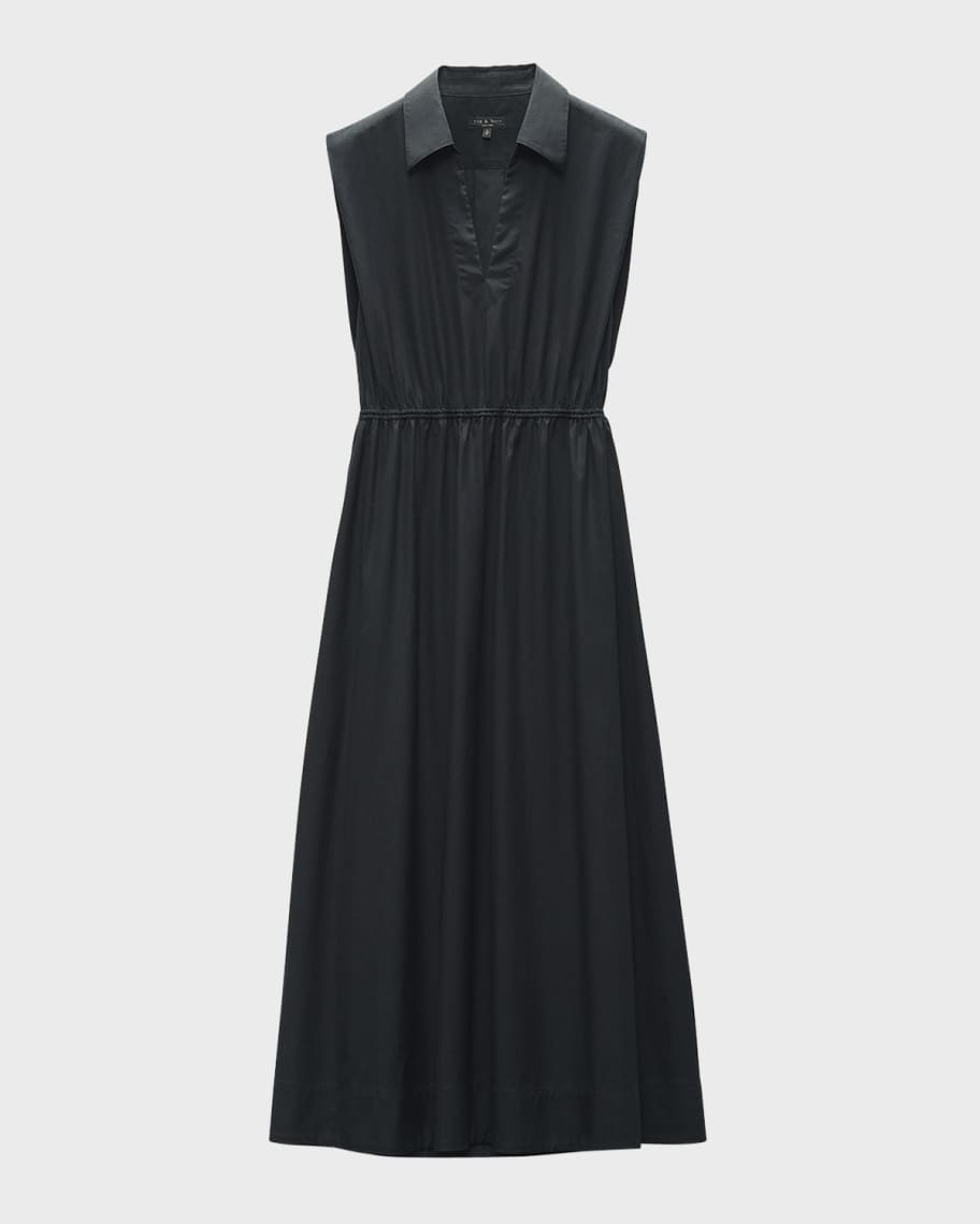 Rag & Bone Soraya Cotton Waist-Tie Midi Dress | Neiman Marcus