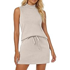 Casly Lamiit Two Piece Skirt Set for Women Summer Tennis Outfits Mock Neck Sleeveless Lounge Swea... | Amazon (US)