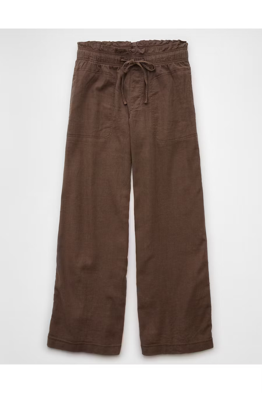 AE Dreamy Drape Linen-Blend Pull-On Pant Women's Espresso Kiss L | American Eagle Outfitters (US & CA)