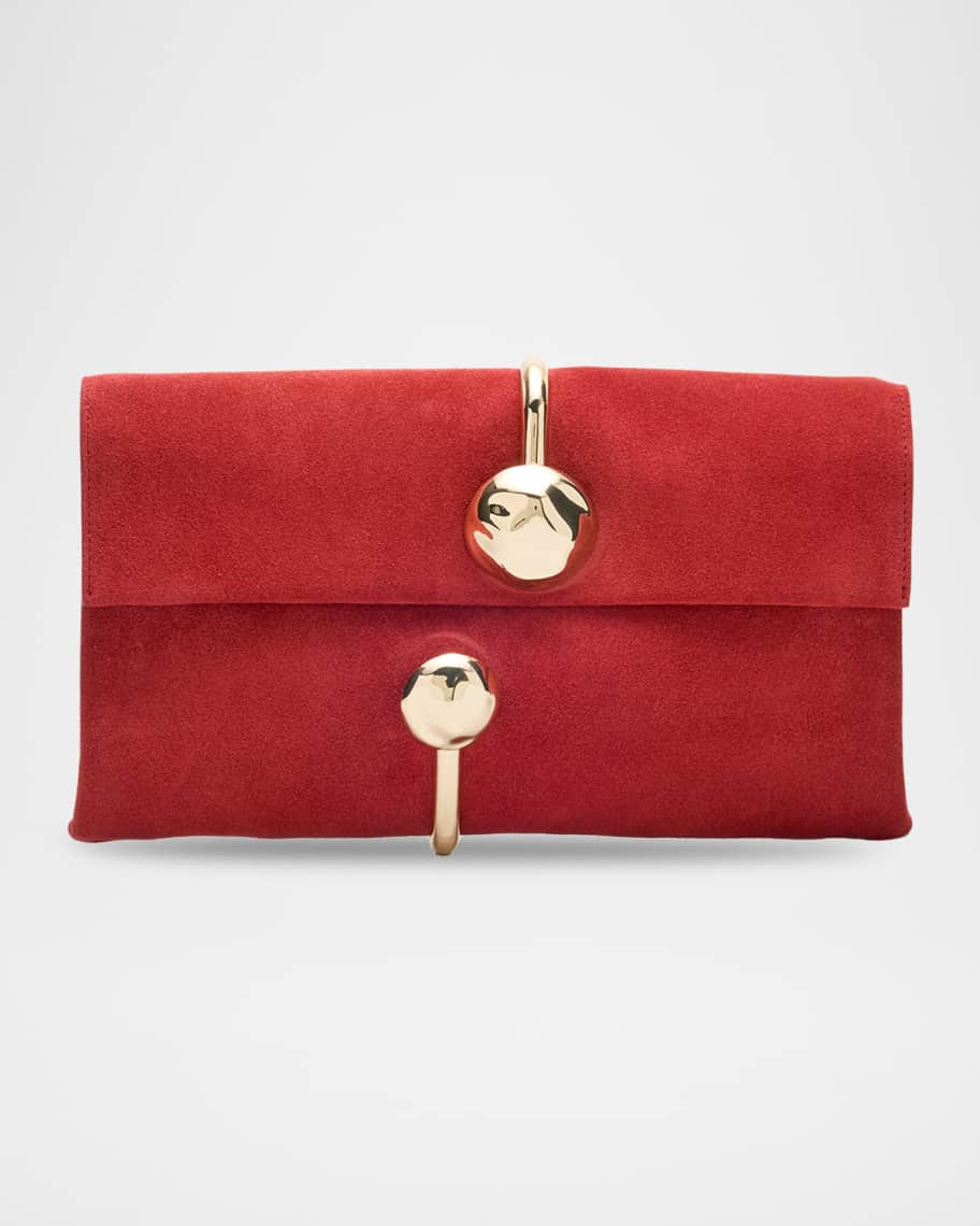 Amaya Calfskin Suede Cuff Clutch Bag | Neiman Marcus
