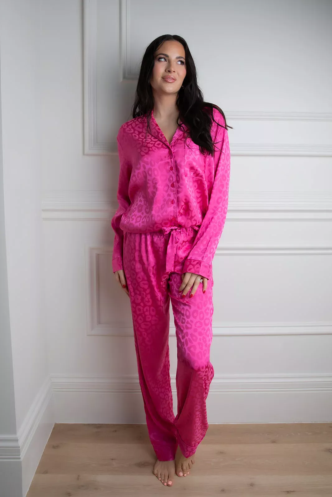 Rachel Parcell Long-Sleeve Satin Pajama Set