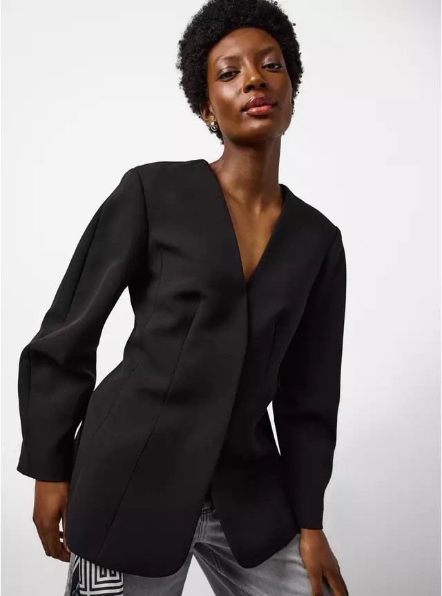 Black Crepe Sculpted Blazer 16 | Tu Clothing