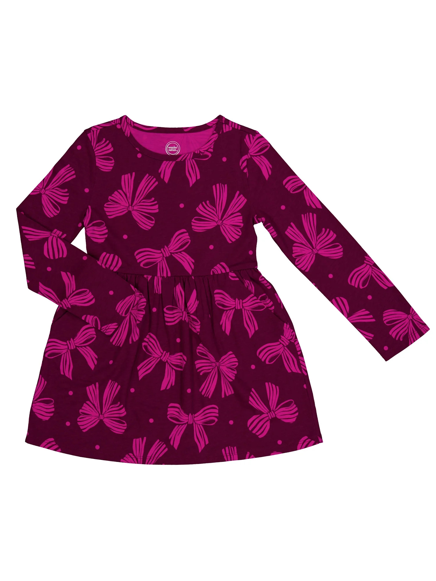 Wonder Nation Girls Long Sleeve Play Dress, Sizes 4-18 & Plus | Walmart (US)