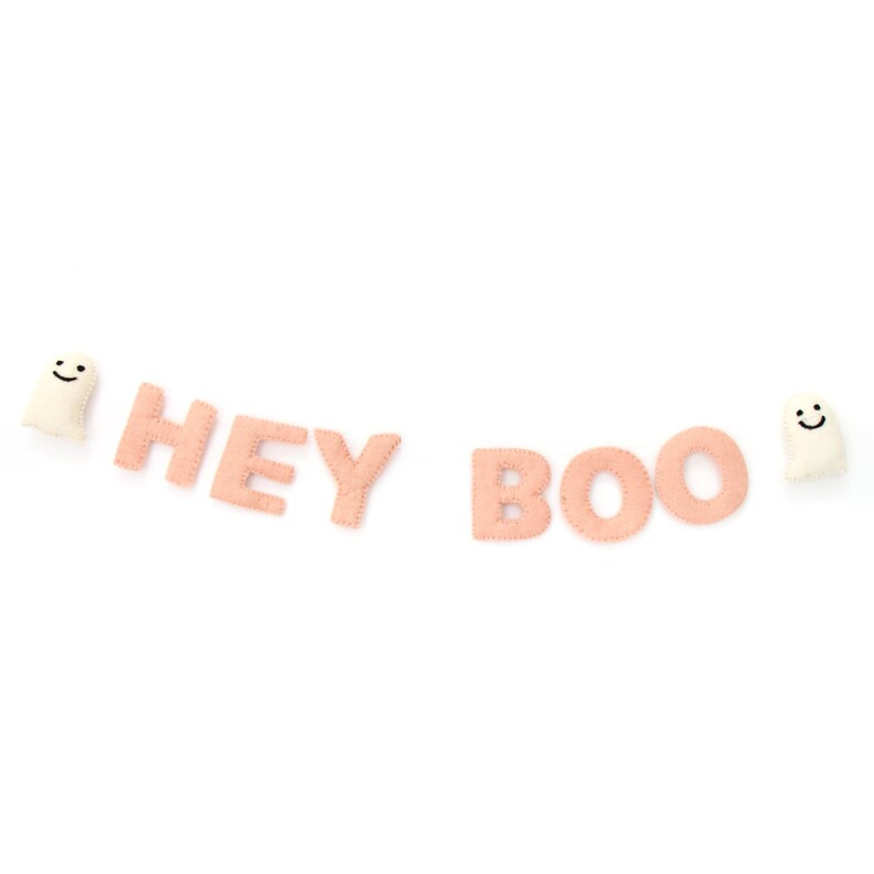Hey Boo Pink Felt Halloween Garland - Etsy | Etsy (US)