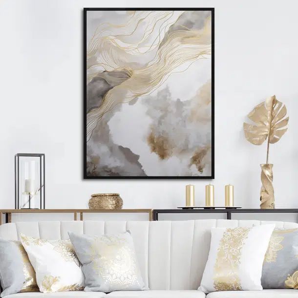 Gold And Grey Abstracted Line Artistry V " Gold And Gray Abstracted Line Artistry V " on Canvas | Wayfair North America