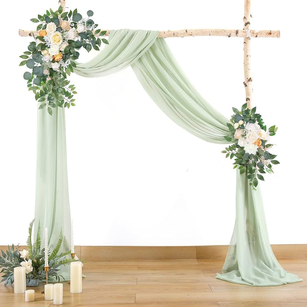 Wedding Arch Draping Fabric,1 Panel 18FT Sage Green Wedding Arch Drapes Chiffon Fabric Drapery We... | Amazon (US)