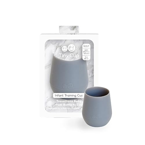 ezpz Tiny Cup (Gray) - 100% Silicone Training Cup for Infants - 4 months + - Designed by a Pediatric Feeding Specialist - Baby-led Weaning Essentials & Baby Gifts | Amazon (US)