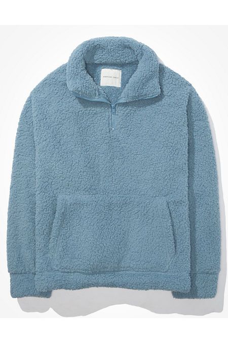 AE Cozy Sherpa Quarter Zip Sweatshirt | American Eagle Outfitters (US & CA)