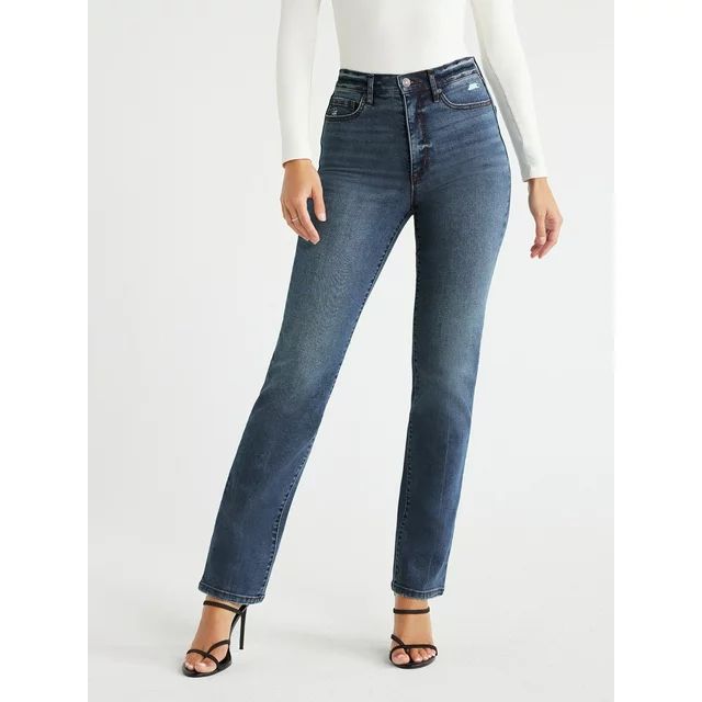 Sofia Jeans Women's Eden 90s Straight Super High Rise Light Distressed Jeans, 30.5" Inseam, Sizes... | Walmart (US)