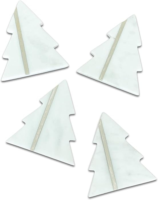 Mary Square 46948 Classic White with Gold Foil Accent Christmas 4.25 x 3.7 Marble Beverage Holder... | Amazon (US)