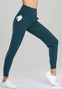 Oalka Women's Joggers High Waist Yoga Pockets Sweatpants Sport Workout Pants | Amazon (US)