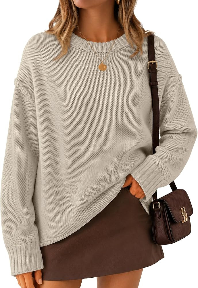 ZESICA Womens 2026 Fall Long Sleeve Crewneck Oversized Chunky Sweaters | Amazon (US)
