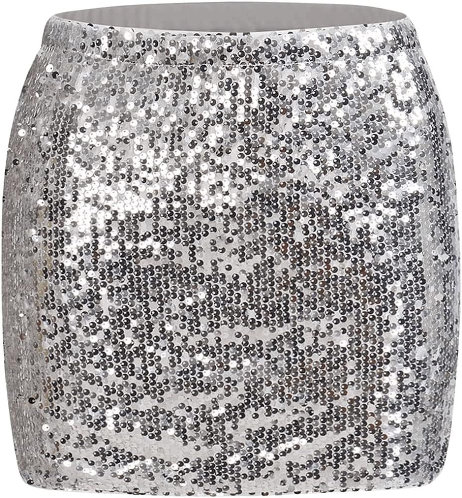SweatyRocks Women's Sequin Glitter High Waist Party Clubwear Skinny Bodycon Mini Skirt | Amazon (US)