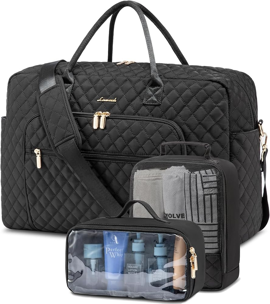 LOVEVOOK Travel Duffle Bag, Weekender Bag for Women with Toiletry Bag Carry on Overnight Bag with... | Amazon (US)