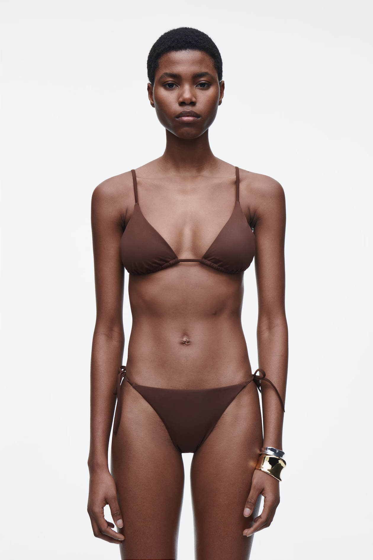 TRIANGLE BIKINI TOP - BROWN | COS UK