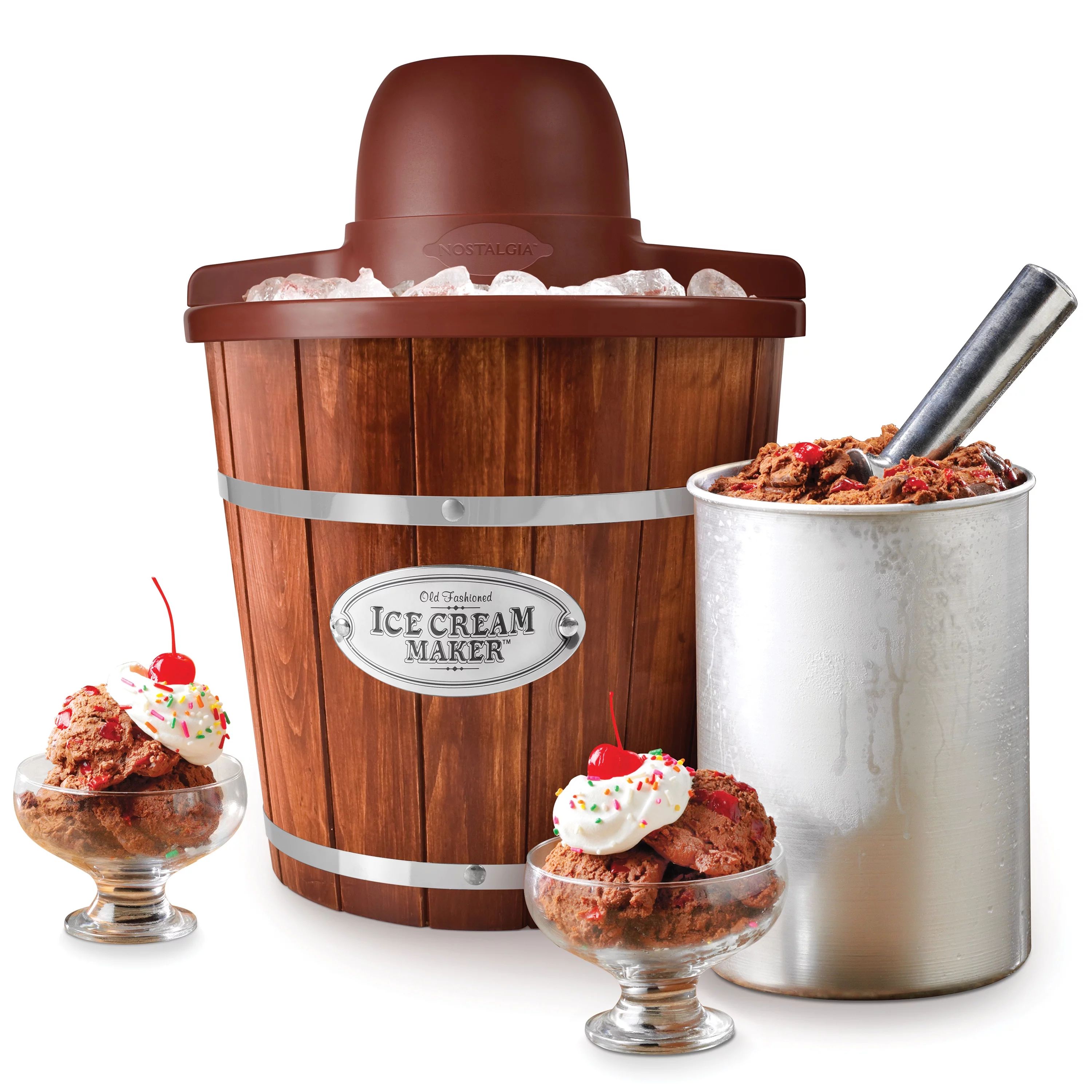Nostalgia 4-Quart Wood Bucket Ice Cream Maker | Walmart (US)