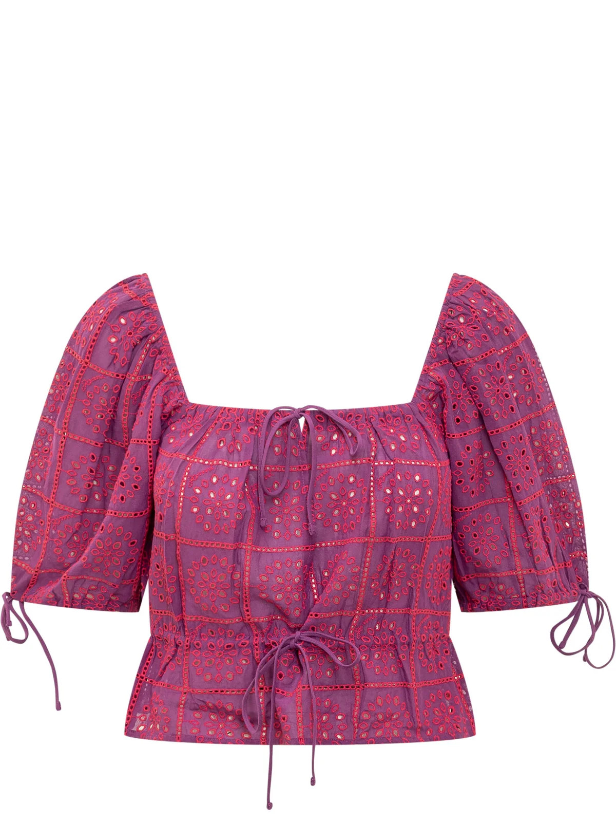 Ganni Broderie Anglaise Cropped Top | Cettire Global