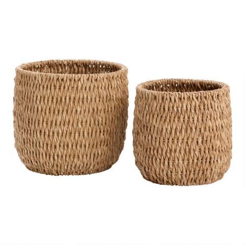 Natural Hyacinth Vertical Weave Adelle Basket | World Market