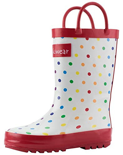 OAKI Toddler Rain Boots - Perfect Kids Rain Boots for Any Weather - Durable Rubber Baby Rain Boots Keep Little Feet Dry, Lightweight Waterproof with Easy-on Handle, Rainbow Polka Dots, 5T Toddler | Amazon (US)