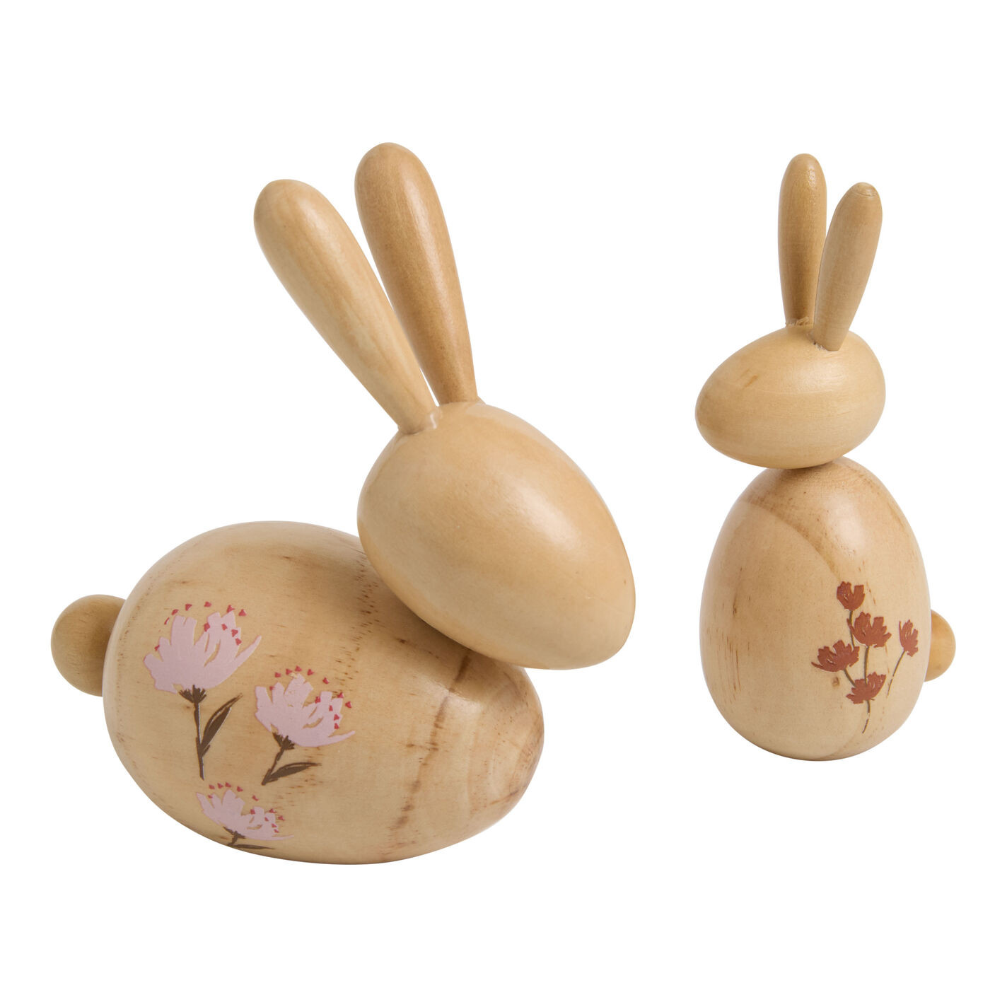 Natural Wood Floral Bunny Decor | World Market