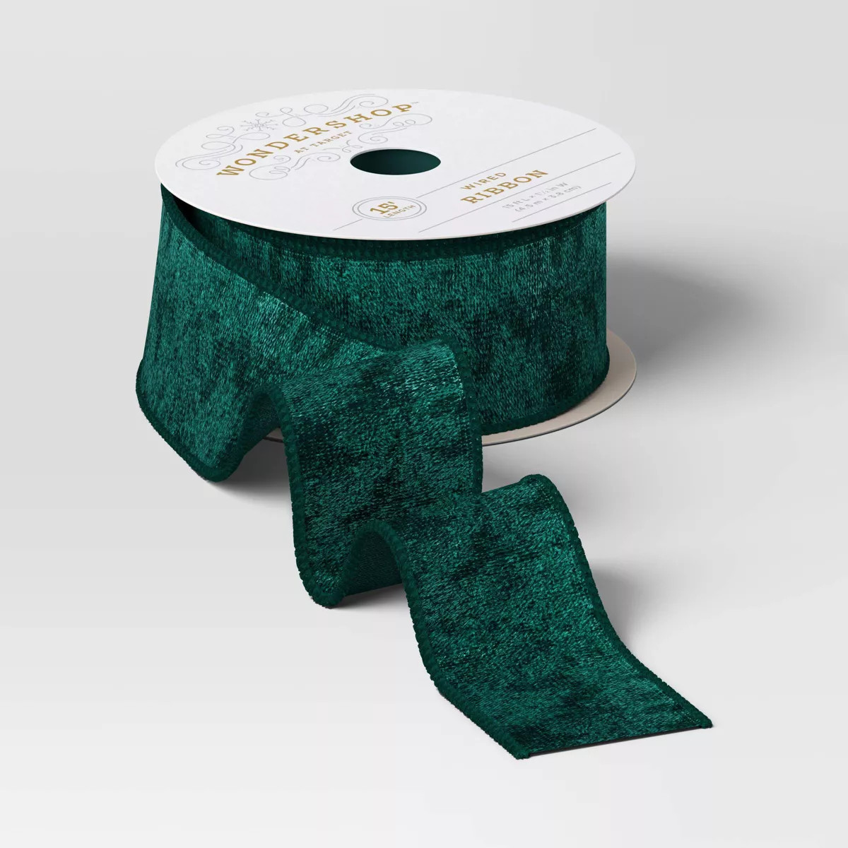 15' Christmas Legacy Luxe Premium Ribbon Dark Green Velvet - Wondershop™ | Target
